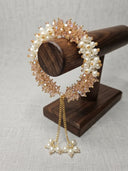 Handmade Rose Crystal & Pearl Bracelet | Pink Beaded Bracelet for Women | Adjustable Gold Chain | Eid Party Wedding Gift | Pakistani Jewellery