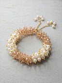 Handmade Rose Crystal & Pearl Bracelet | Pink Beaded Bracelet for Women | Adjustable Gold Chain | Eid Party Wedding Gift | Pakistani Jewellery