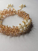 Pink Crystal & Pearl Bracelet | Handmade Beaded Women's Jewelry | Gold Chain | Eid Wedding GiftzeewarSingle